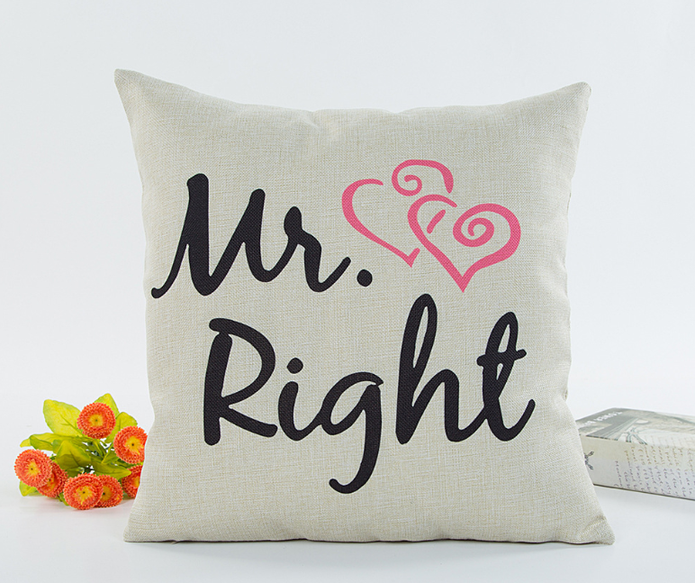 Linen Pillowcase with Valentine Couple Hugging Design