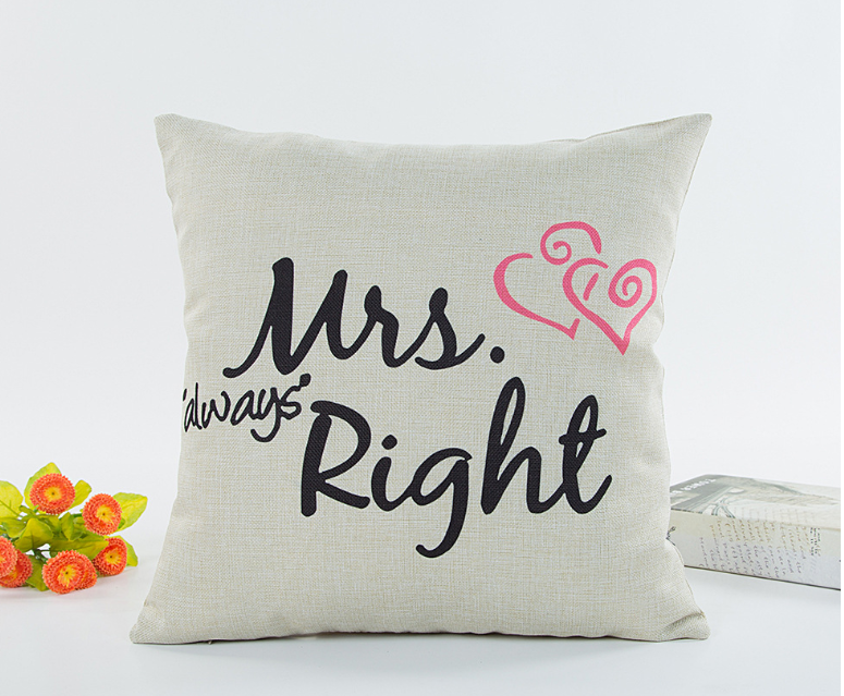 Linen Pillowcase with Valentine Couple Hugging Design