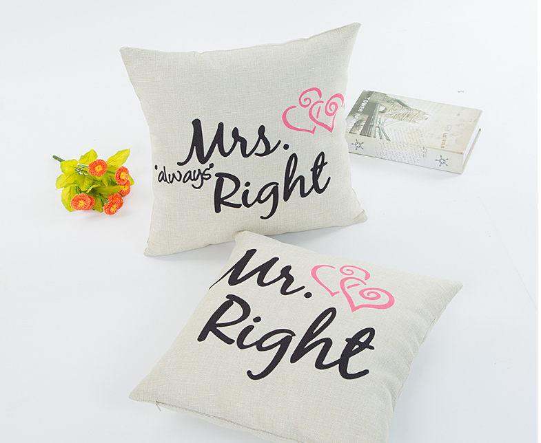 Linen Pillowcase with Valentine Couple Hugging Design