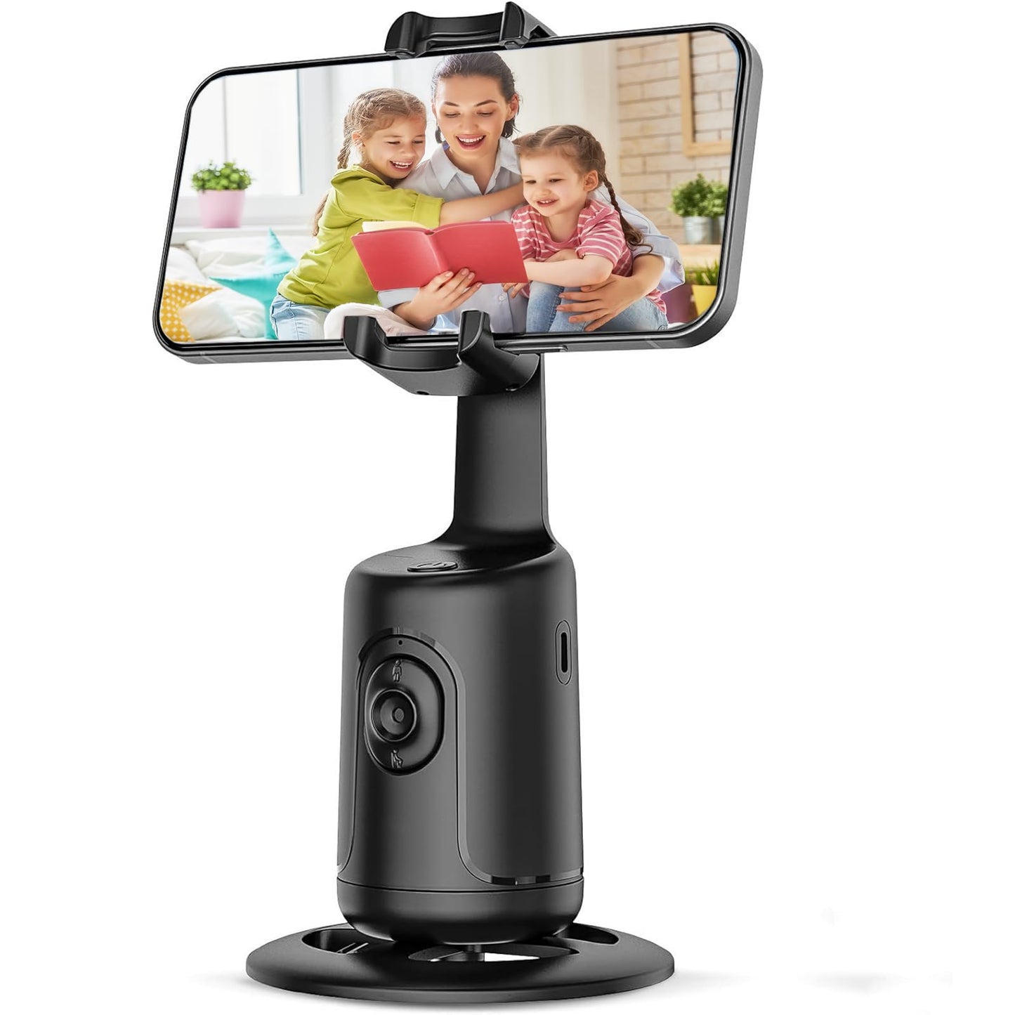 Kalofaye Smart 360° Auto Face Tracking Tripod Smart Phone Moving Tripod Phone Holder Gesture Control Smart Shooting Stand No App Suitable for Vlog Live Video Chat