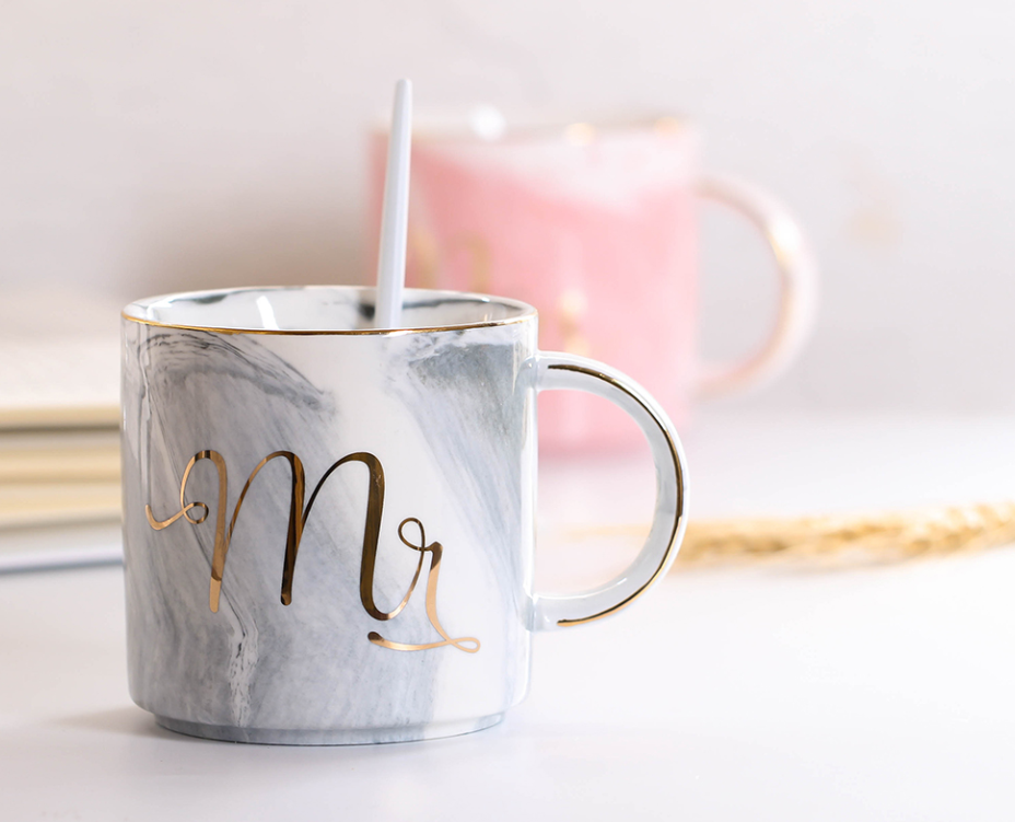 Ceramic Couple Coffee Mug and Water Cup
